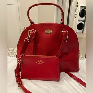 Red Coach Bag & Wallet set